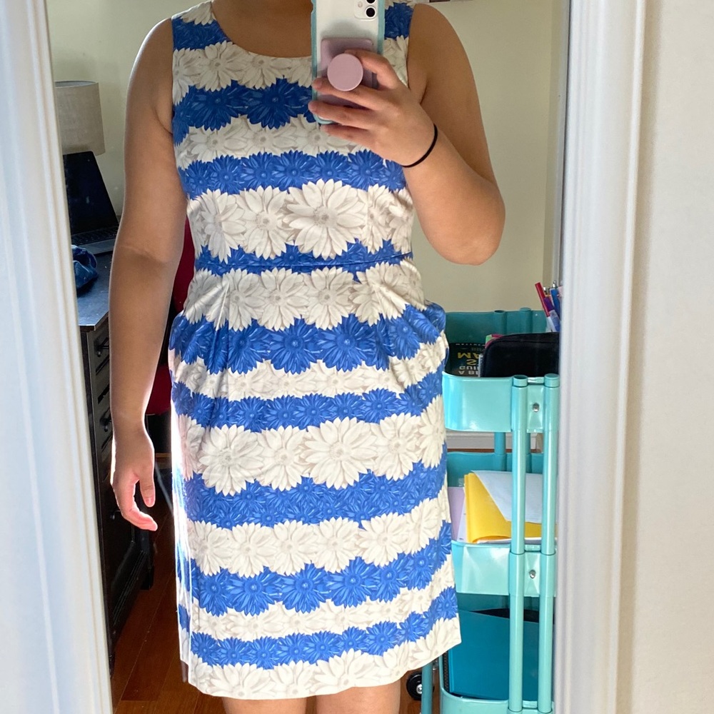 Talbots Blue and White Floral Dress